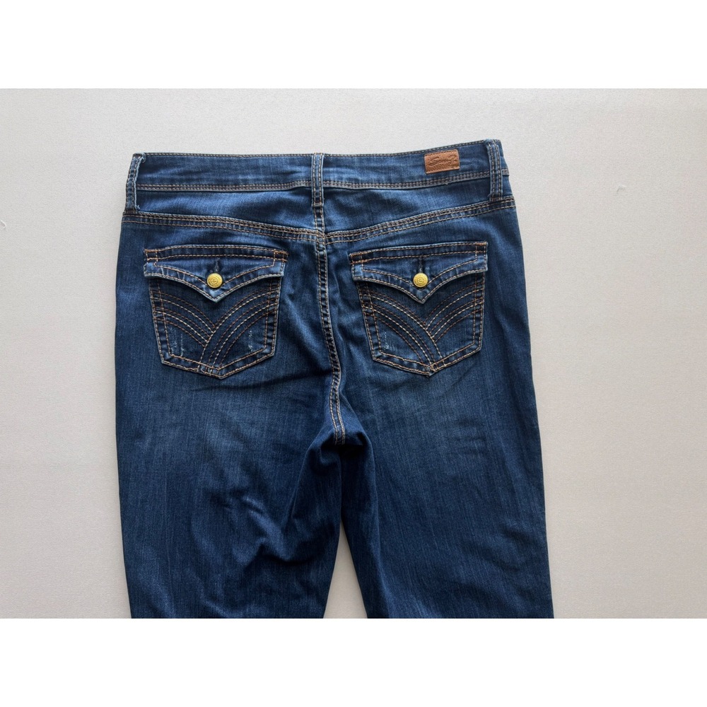 Seven7 Rocker Slim Boot Jeans Dark Wash Flap Pocket Denim Womens Size 10 - Picture 7 of 11